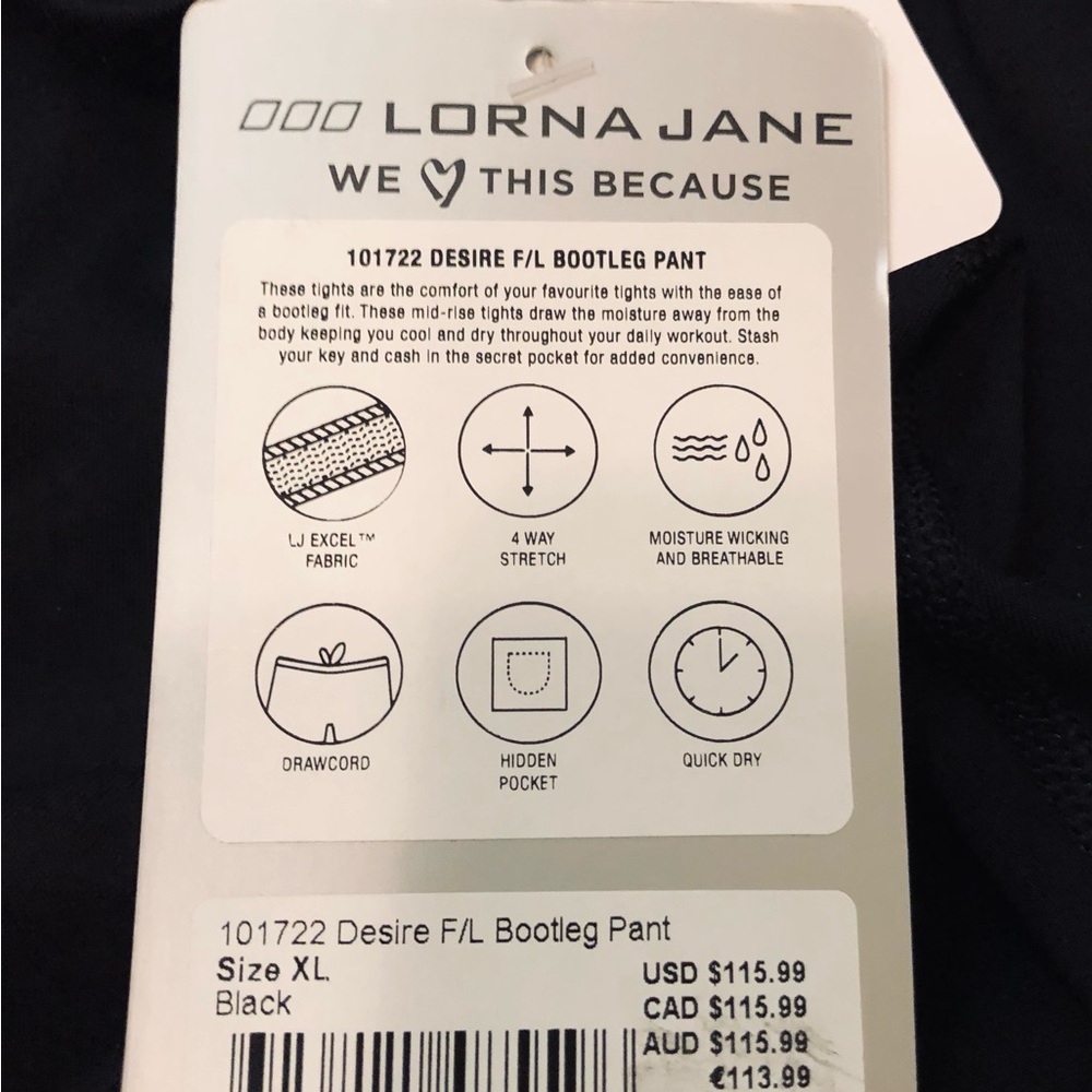 NWT LORNA JANE “Desire” Active stretch pants, flared at ankle. No flaws. - Picture 3 of 11